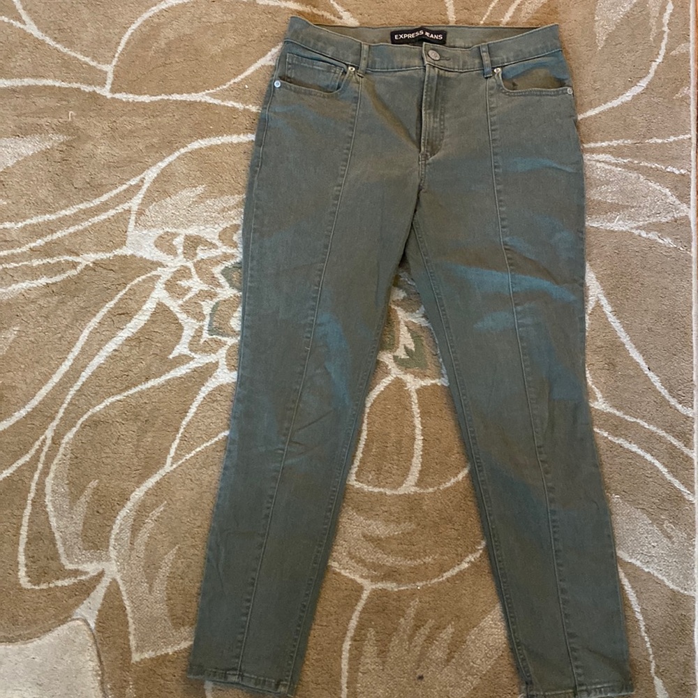 Green skinny express jean